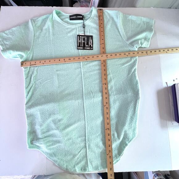 Homme + Femme NEW Mens Triple Layer Cross T-Shirt XXL Zip Side Terry Cloth Green - Picture 13 of 15